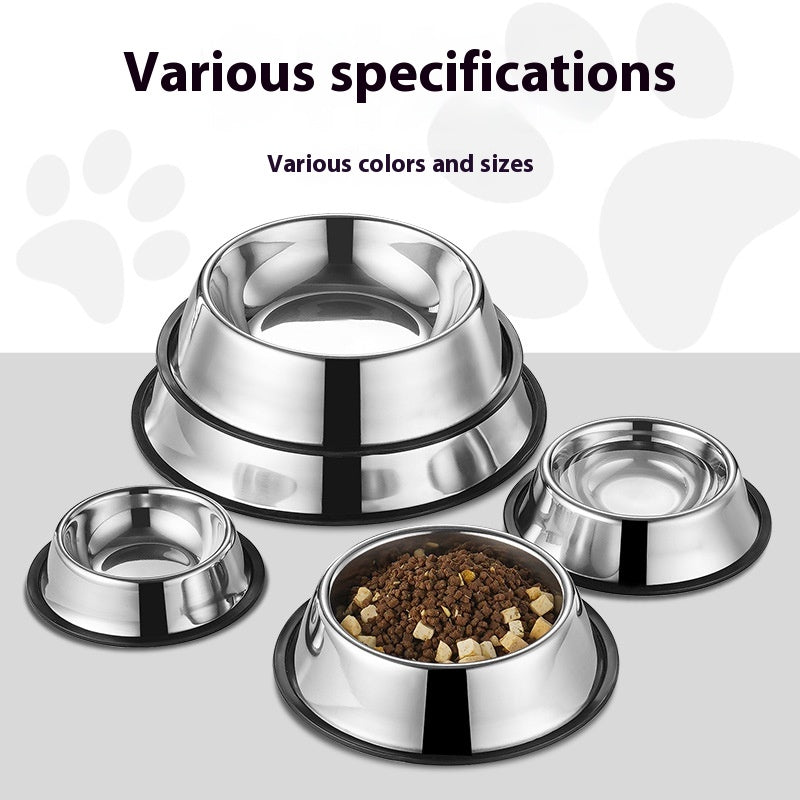 Stainless steel dog bowl with non-slip base, view 4