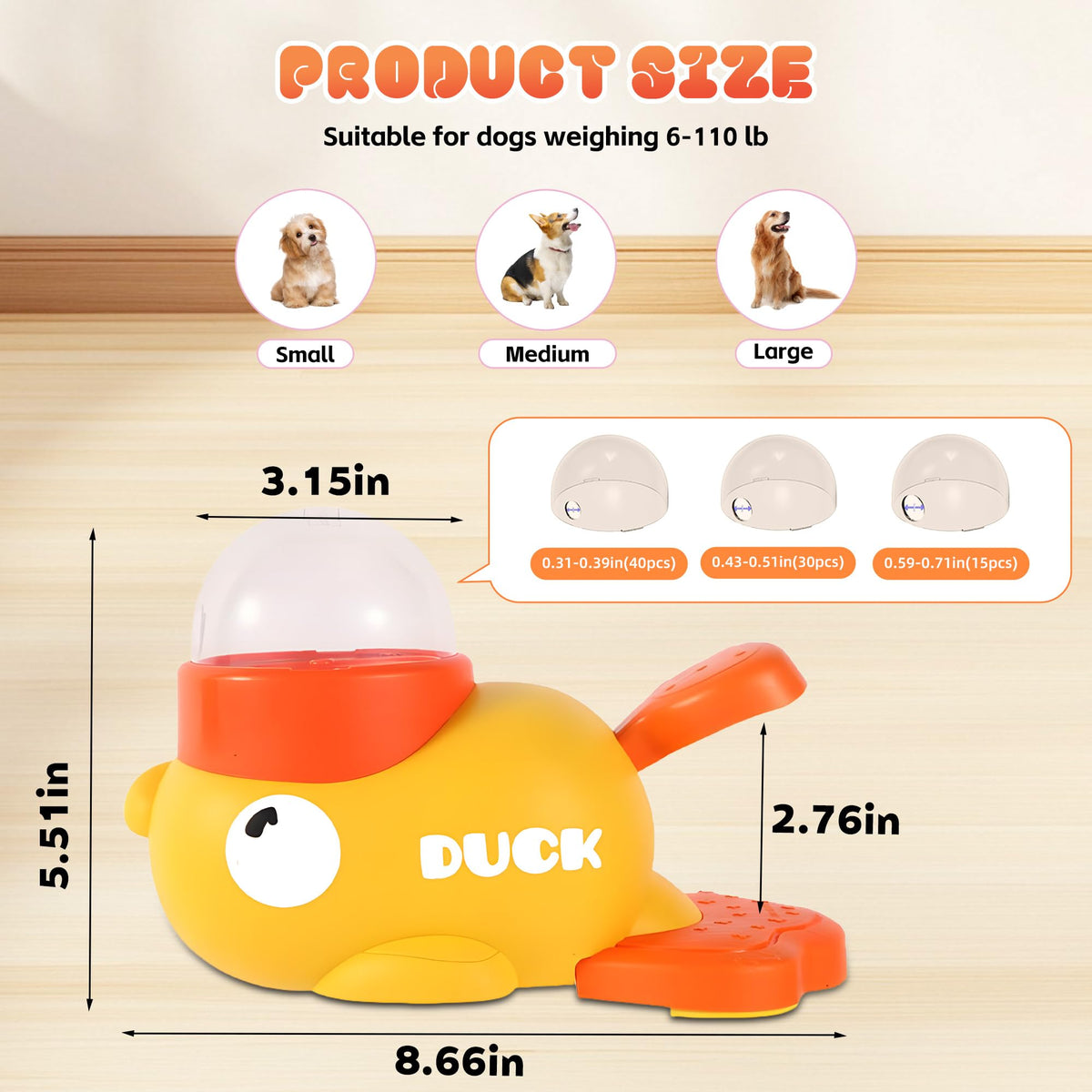 Yellow duck treat dispenser dog puzzle toy, view 4