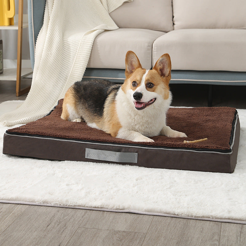 Egg-crate foam dog crate pad with plush cover, view 5