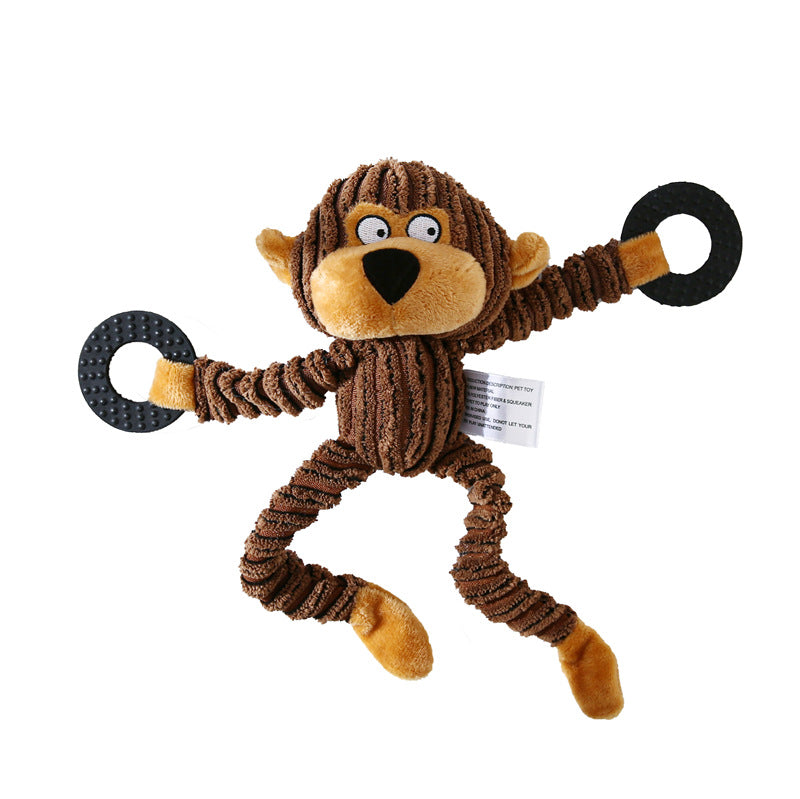 Squeaky corduroy plush animal dog toy, view 9