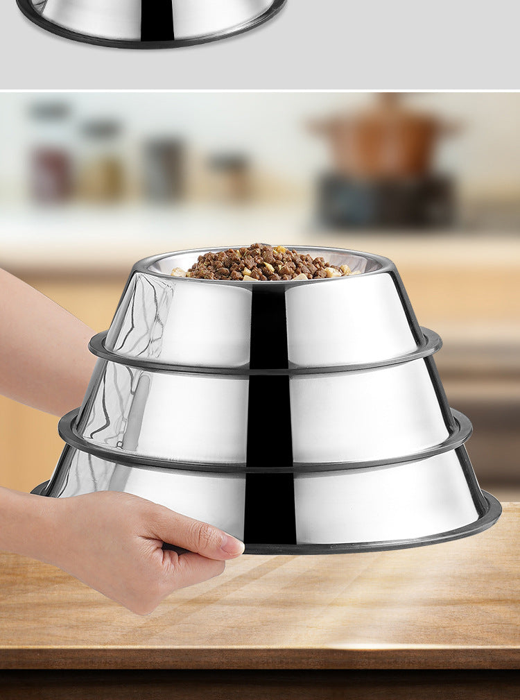 Stainless steel dog bowl with non-slip base, view 6