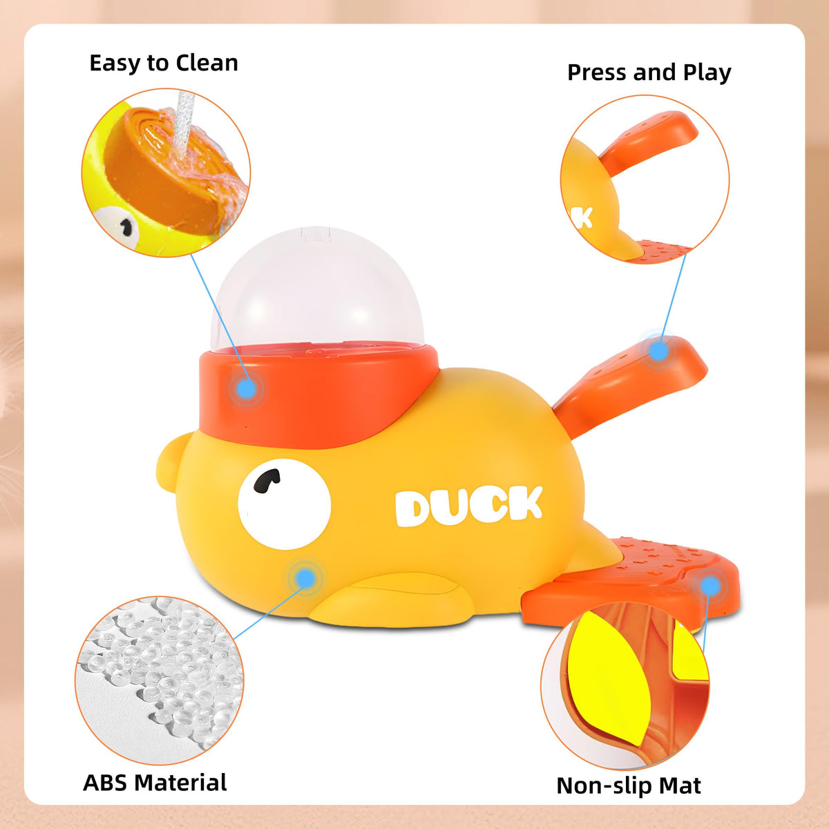 Yellow duck treat dispenser dog puzzle toy, view 9