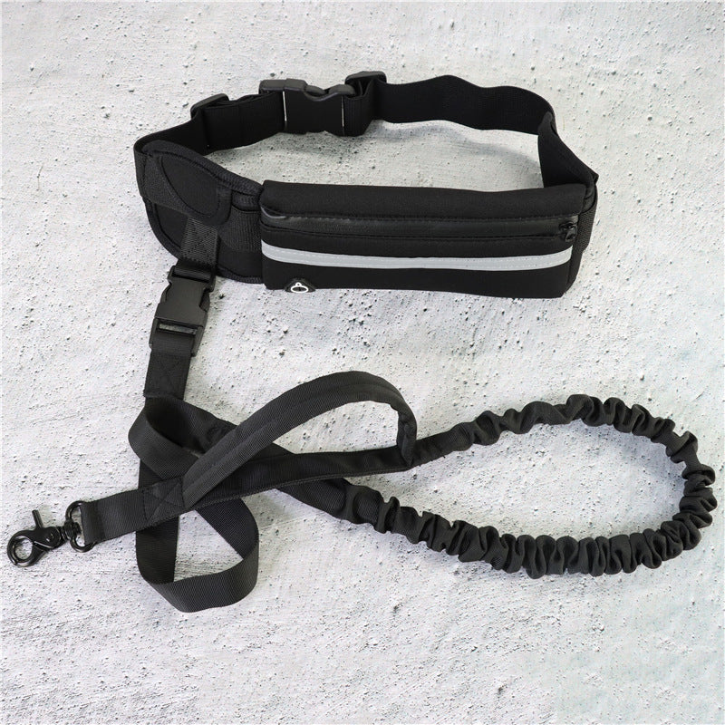 Hands free dog leash with padded waist belt and bungee, view 3