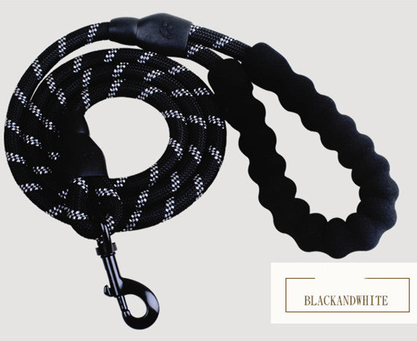 Reflective rope dog leash with foam handle, view 7