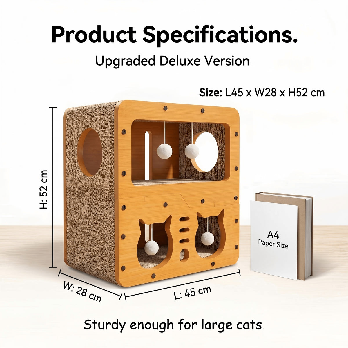 Two-tier cardboard cat house with scratching lounge, view 4