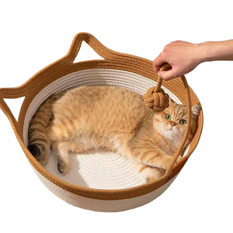 Woven rattan-style cat nest bed, view 7