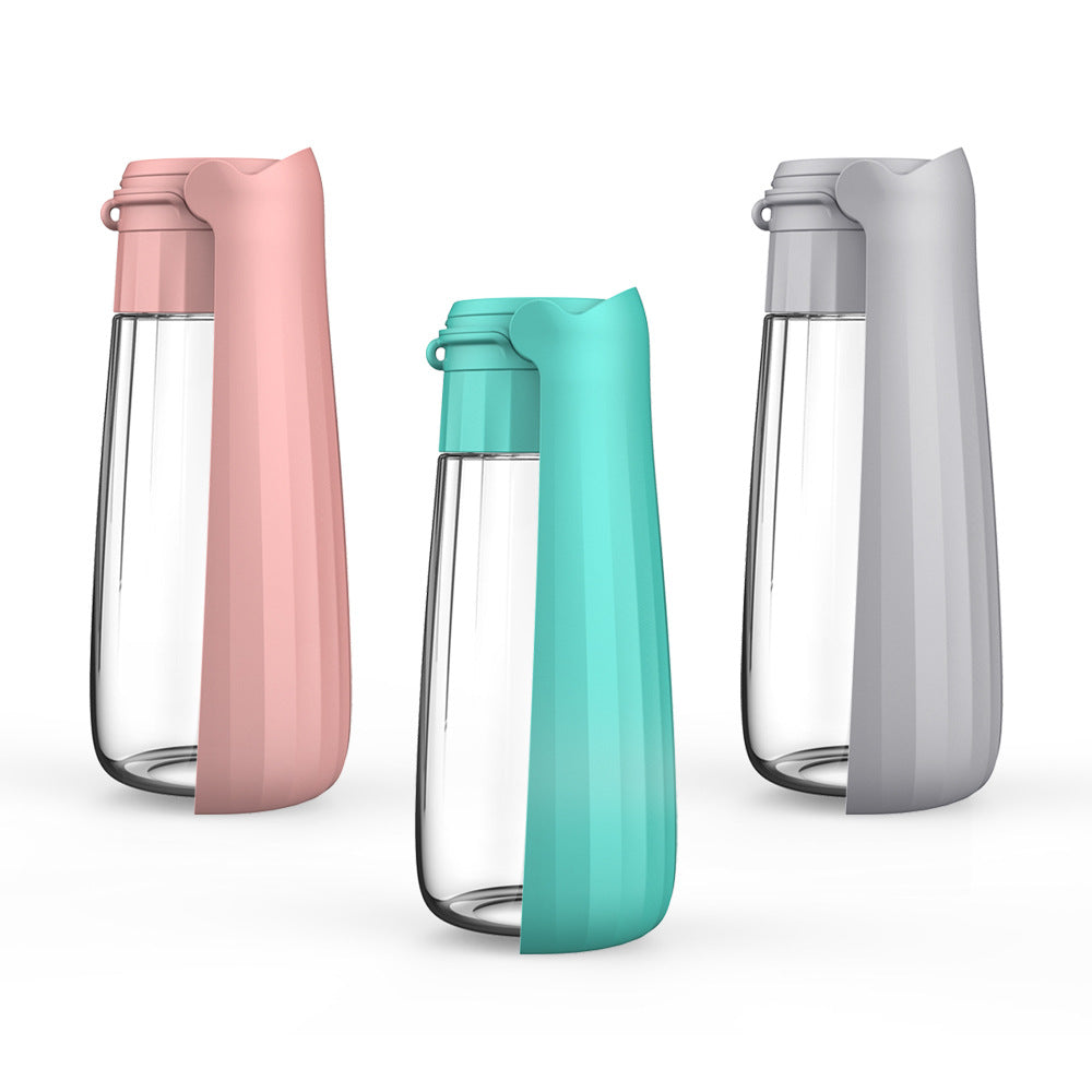 Foldable portable dog water bottle with drinking trough, view 4