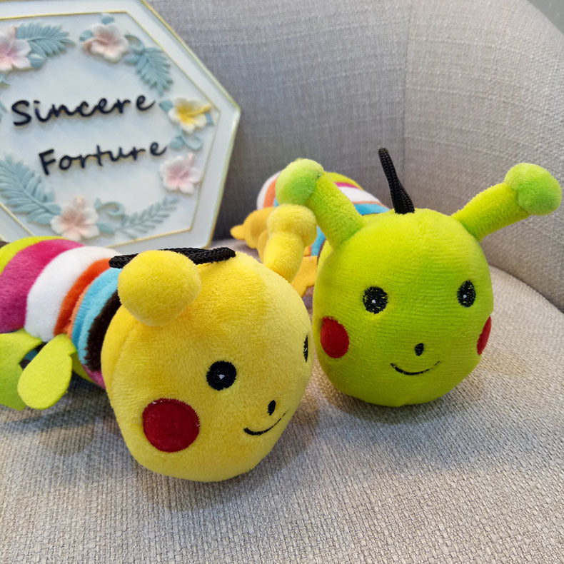 Long squeaky plush caterpillar dog toy, view 4