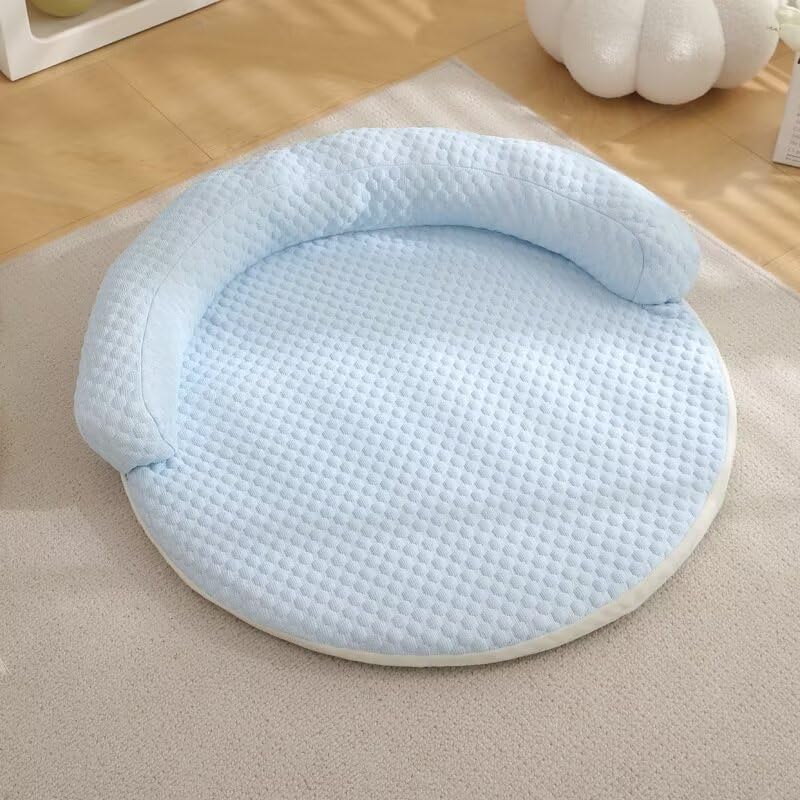 Gray breathable cooling dog bed with bolster edge, view 2