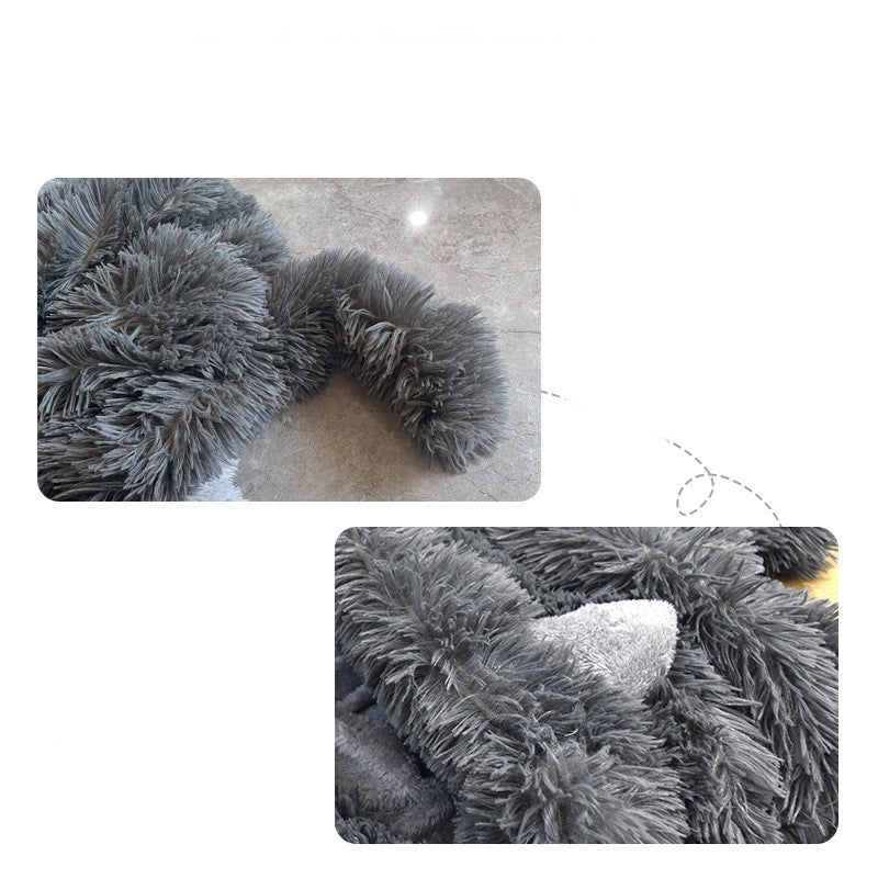 Long-pile plush cat cave bed and sleeping bag, view 5