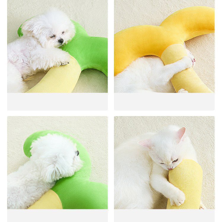 Curved plush dog neck pillow for crates and beds, view 6