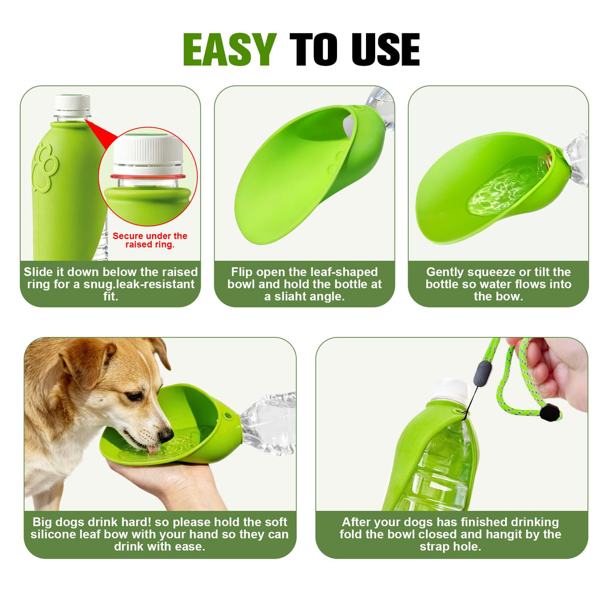 Slip-on silicone dog water bowl for water bottles, view 11