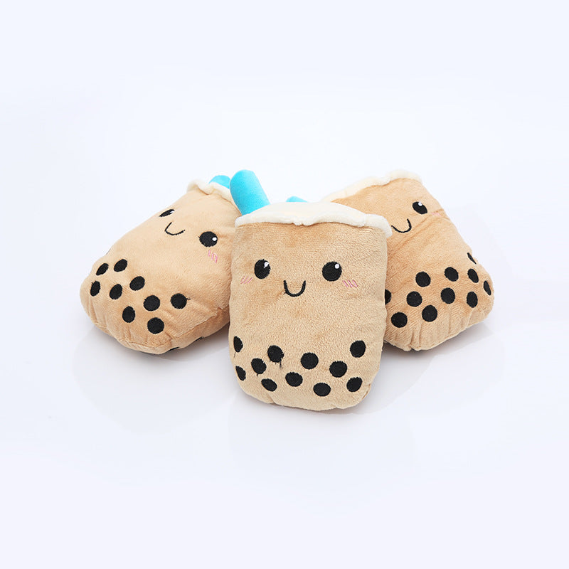 Plush rope dog tug toy milk tea cup or carrot, view 4