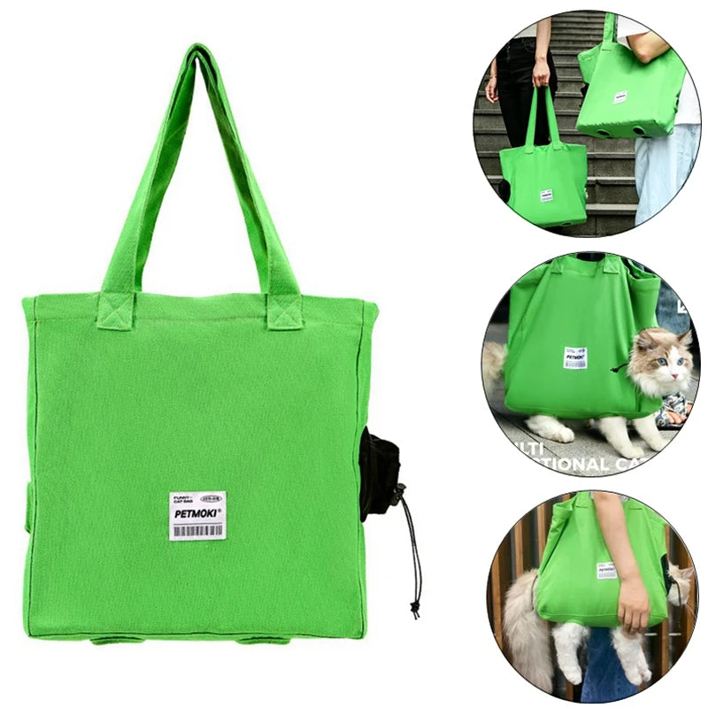 Canvas head-out cat carrier shoulder bag, view 4