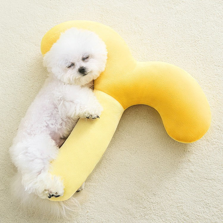 Curved plush dog neck pillow for crates and beds, view 5