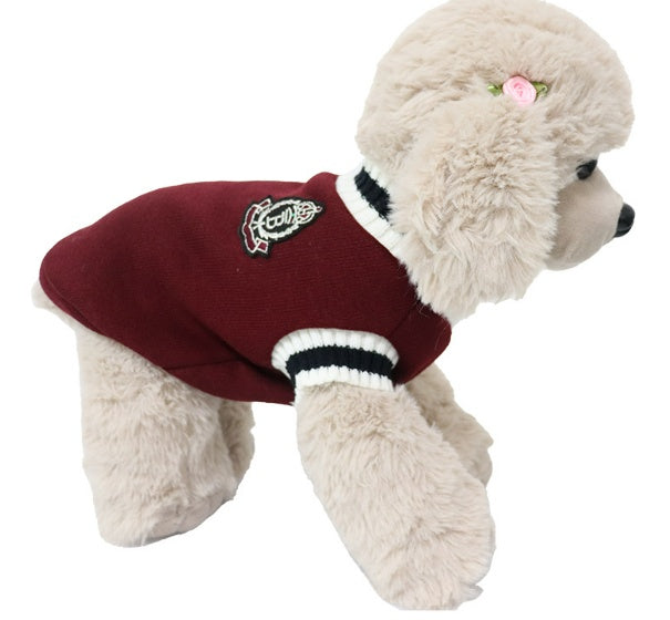 V-neck knit pullover sweater for small dogs, view 2