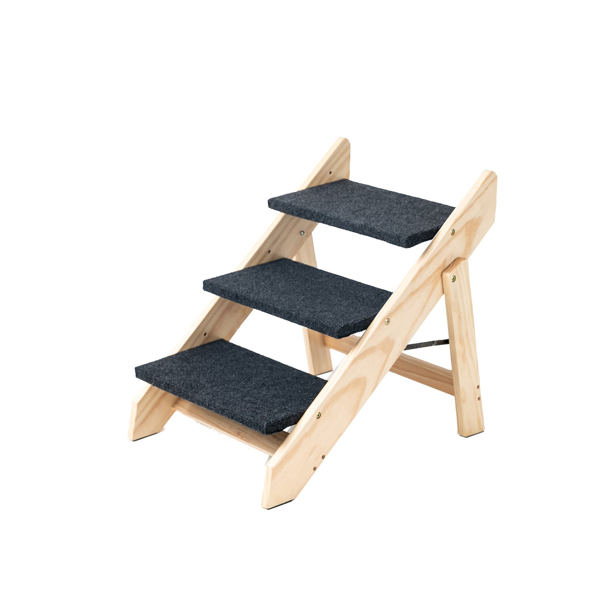 Foldable wooden dog stairs and ramp with three steps, view 10
