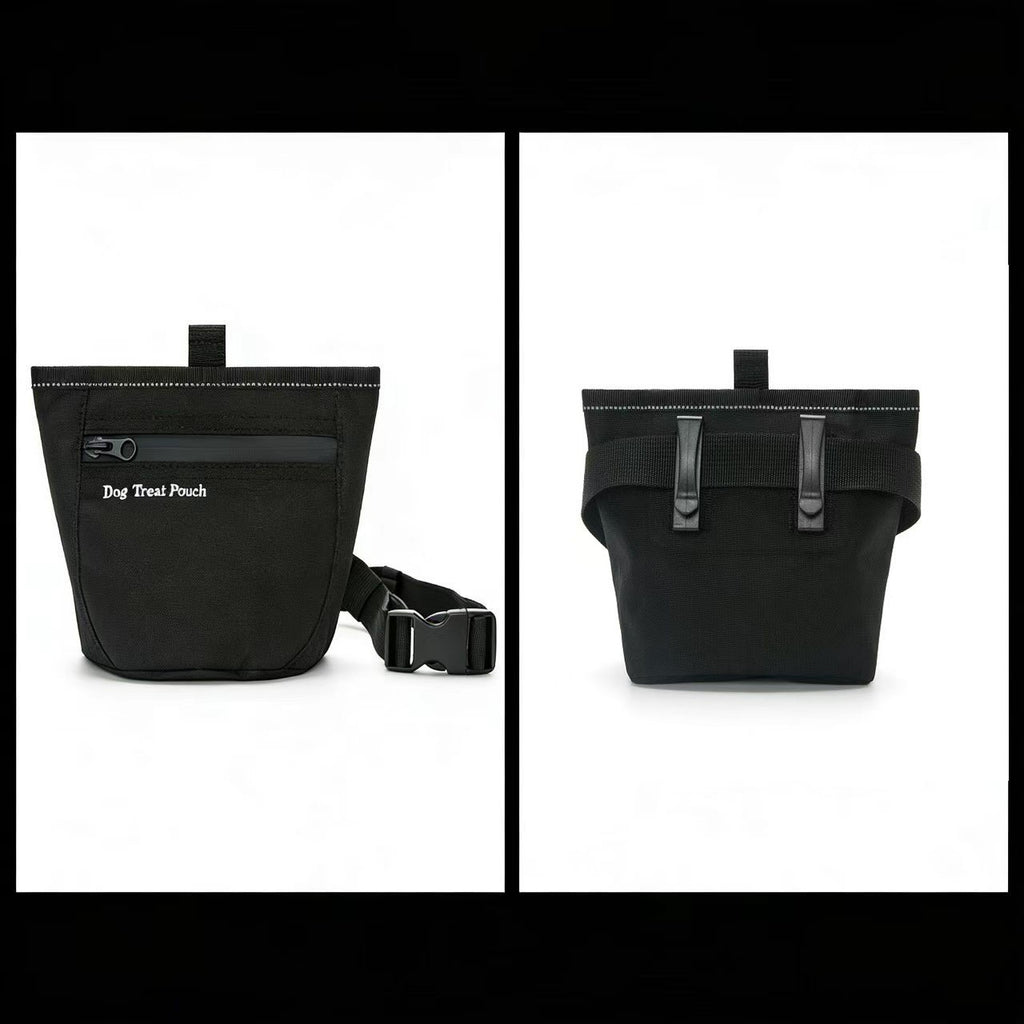 Black waterproof dog treat pouch with waist clip, view 7