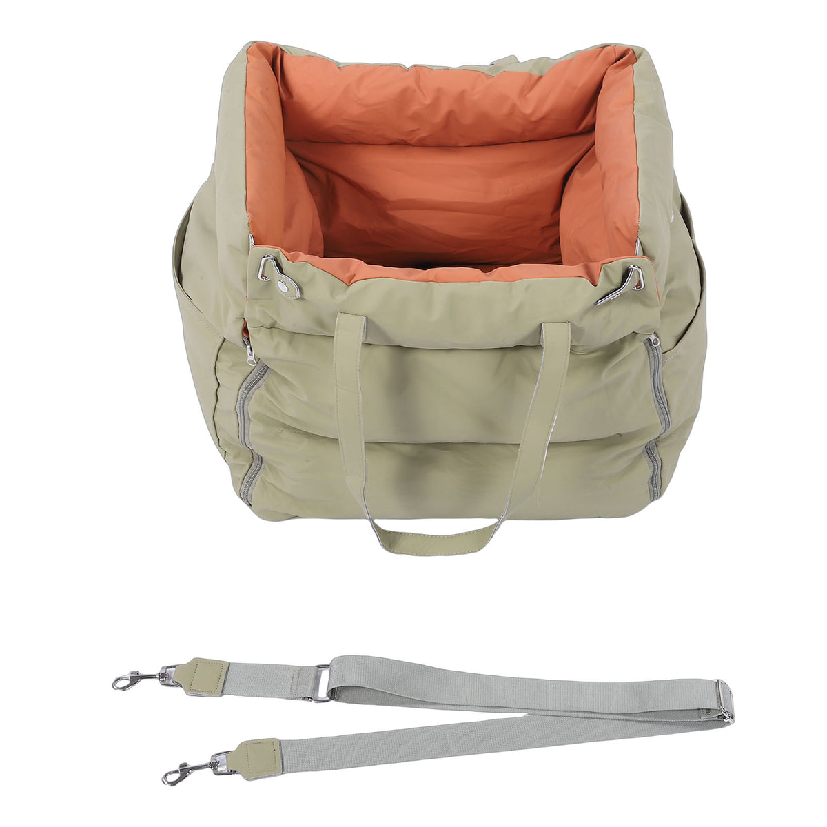 Padded small dog car seat bed with tether, view 7