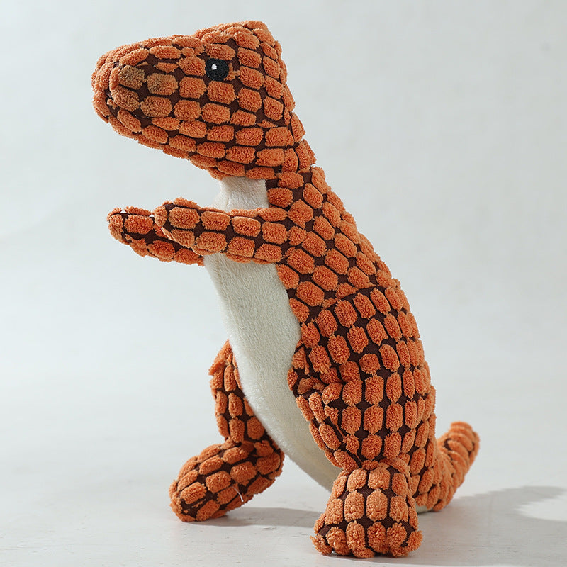 Squeaky corduroy plush dinosaur dog toy, view 6