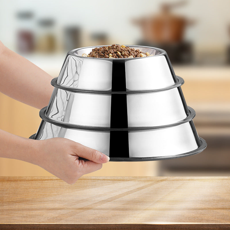 Stainless steel dog bowl with non-slip base, view 8