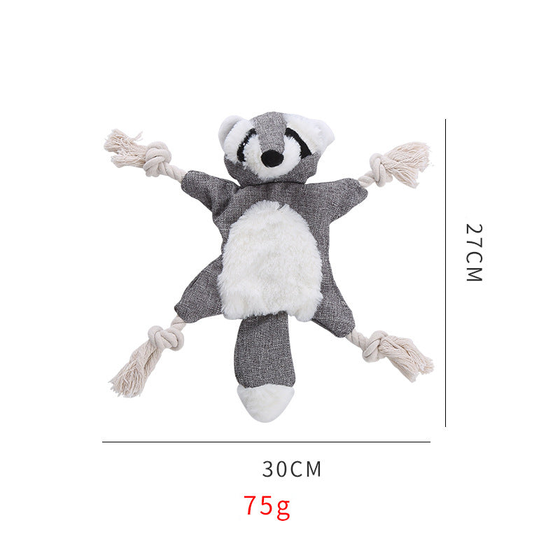 Stuffless plush fox dog toy with rope limbs, view 4