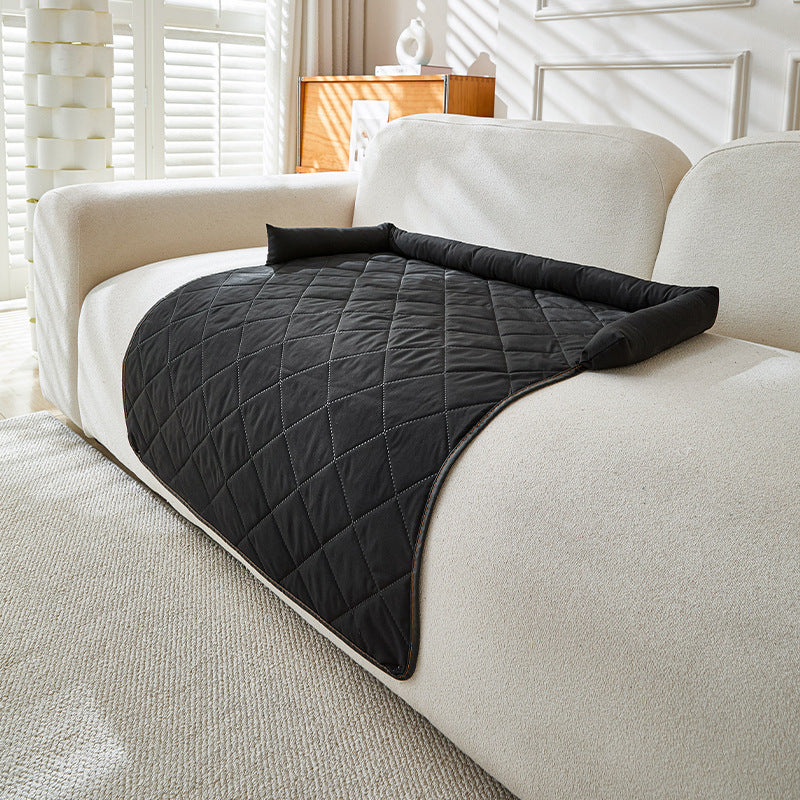 Waterproof cooling dog couch bed with bolster, view 6