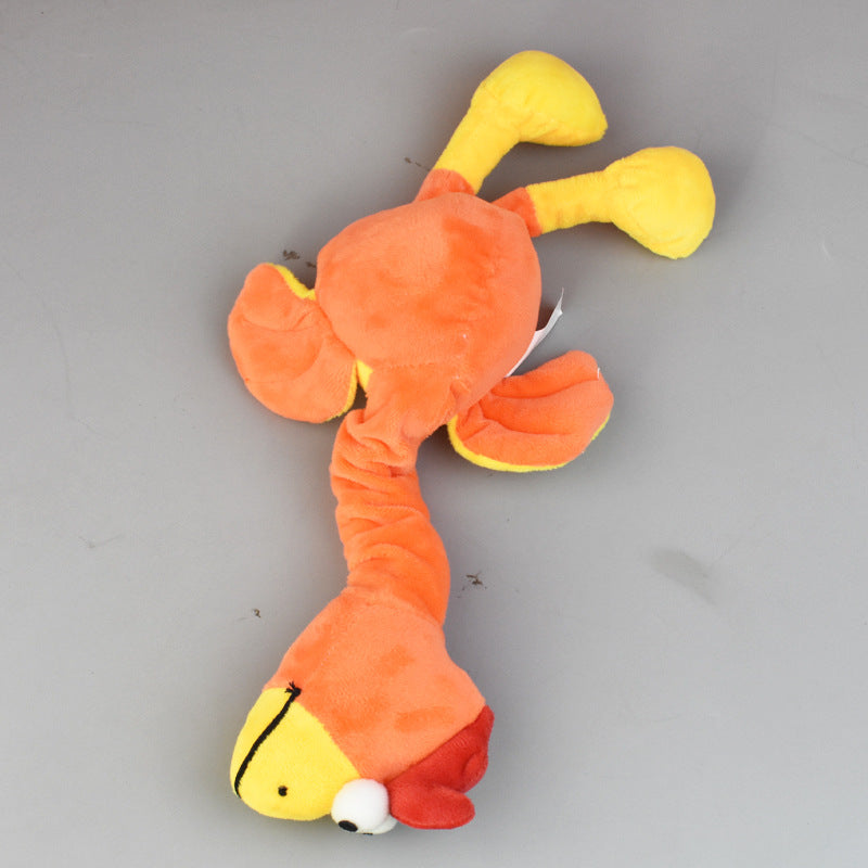 Long floppy squeaky plush chicken dog toy, view 5