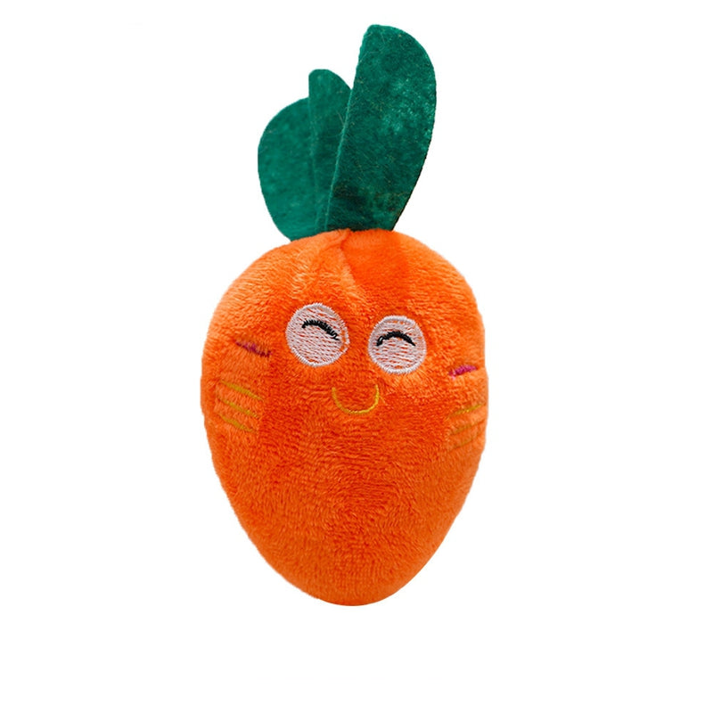 Squeaky plush chicken leg and carrot dog toys, view 3