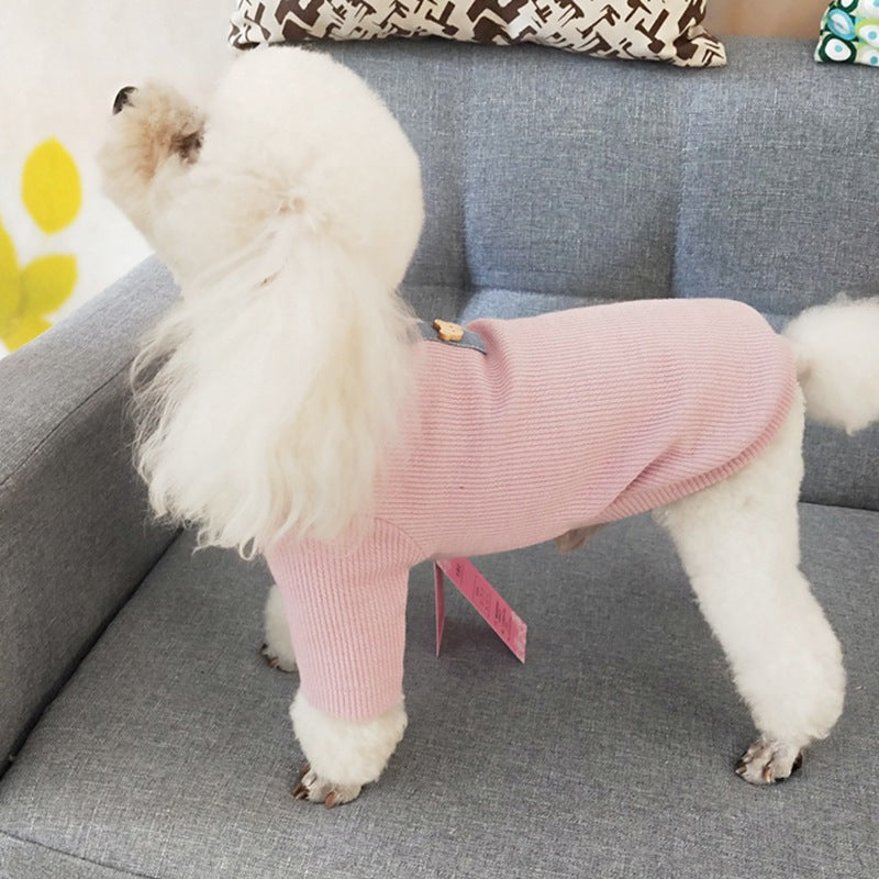 Ribbed stretch cotton dog sweater, view 4