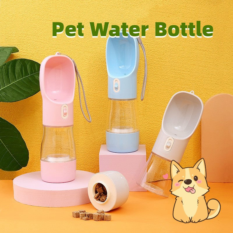 Portable dog water bottle with food compartment, view 2