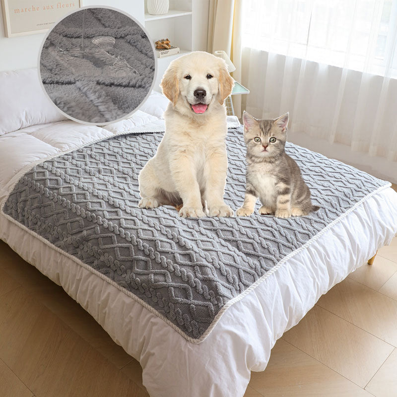 Thick plush cat blanket in neutral earth tones, view 2