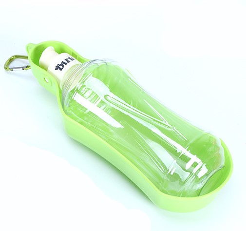Clip-on dog travel water bottle with drinking trough, view 4
