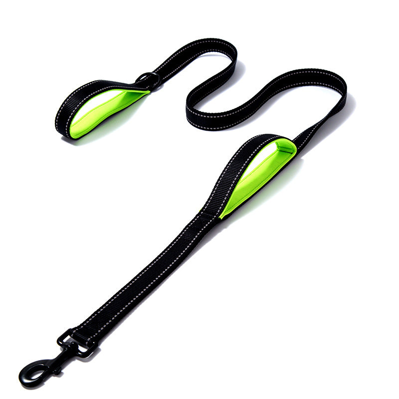 Double-layer reflective nylon dog leash with padded handle, view 5