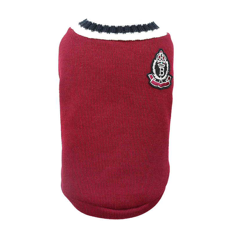 V-neck knit pullover sweater for small dogs, view 3