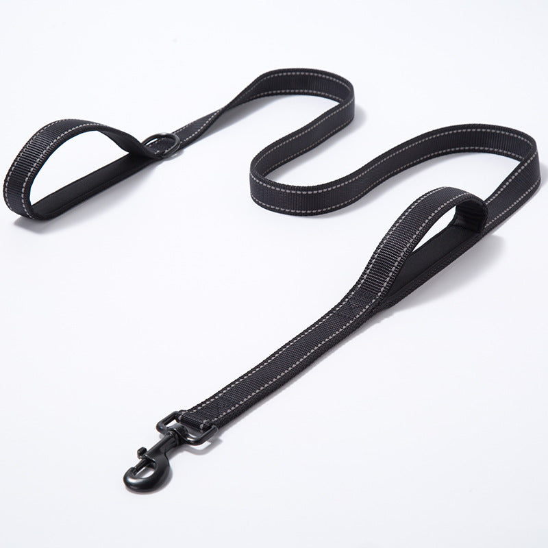 Double-layer reflective nylon dog leash with padded handle, view 2
