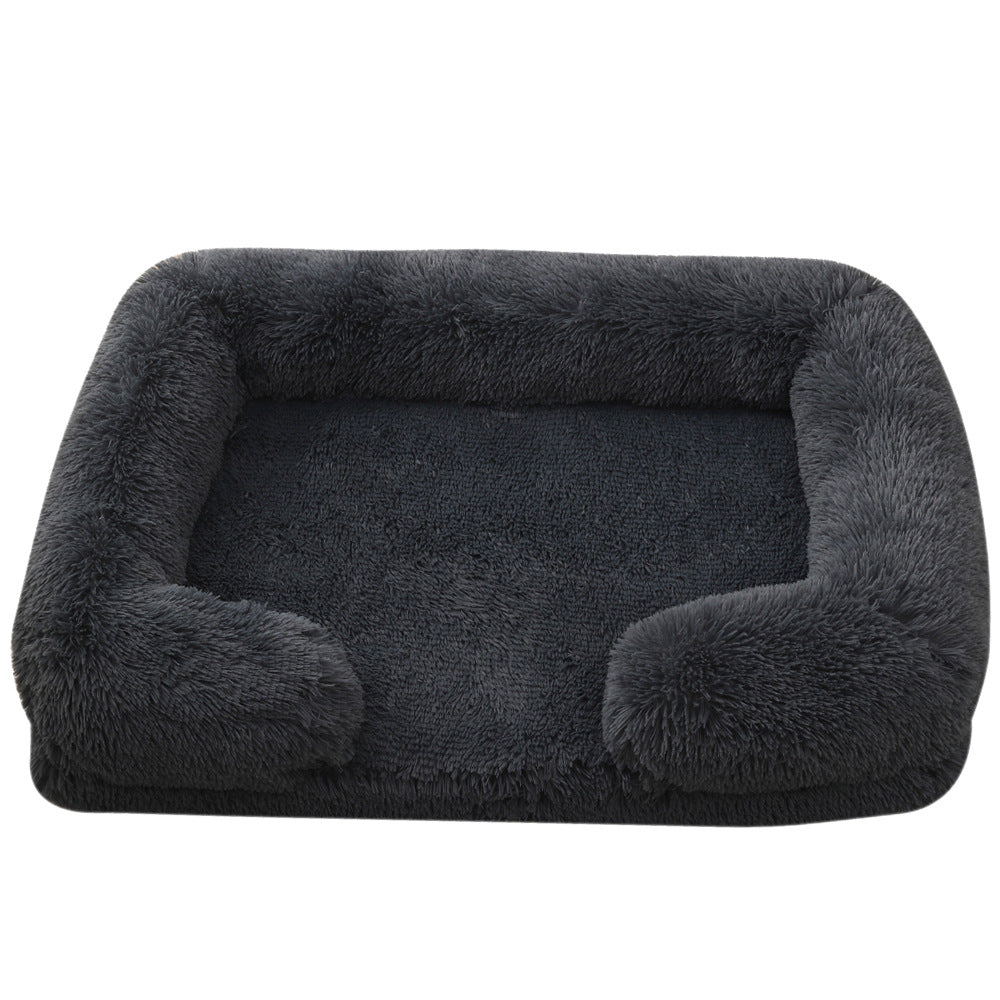 Plush rectangle dog bed with bolster sides, view 4