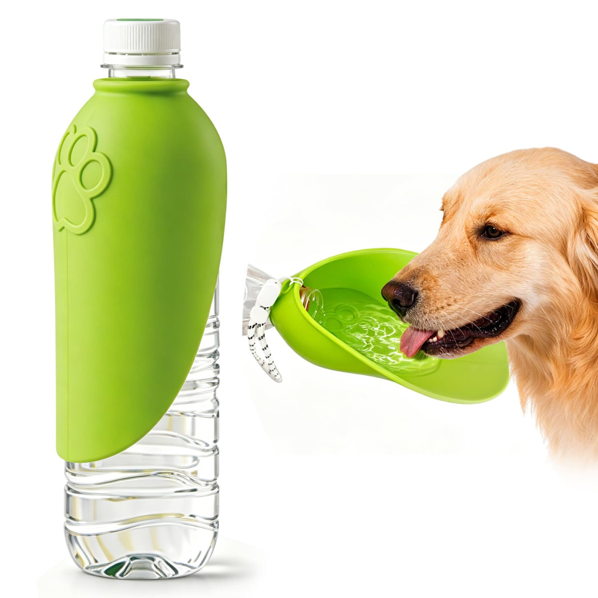 Slip-on silicone dog water bowl for water bottles, view 7