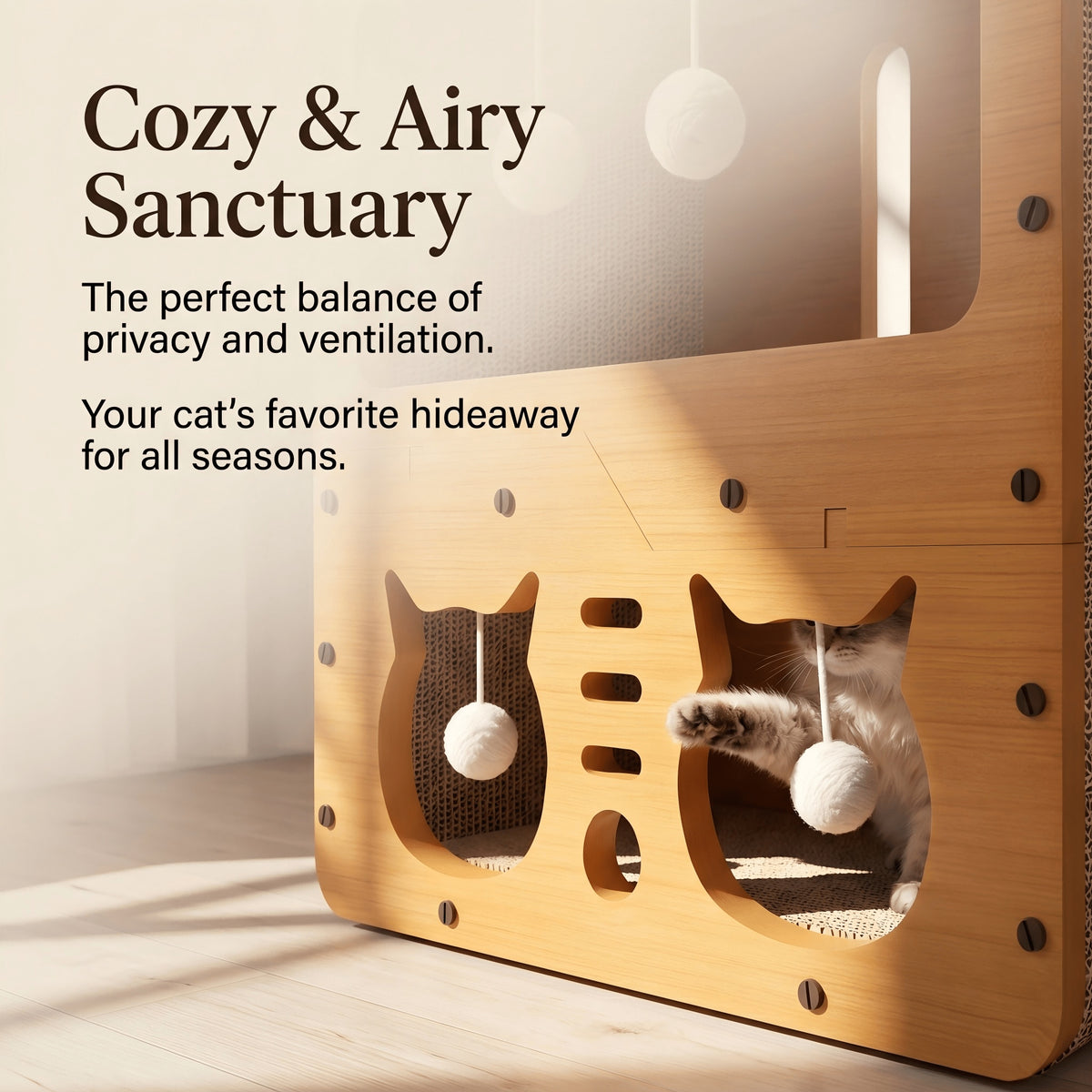 Two-tier cardboard cat house with scratching lounge, view 6