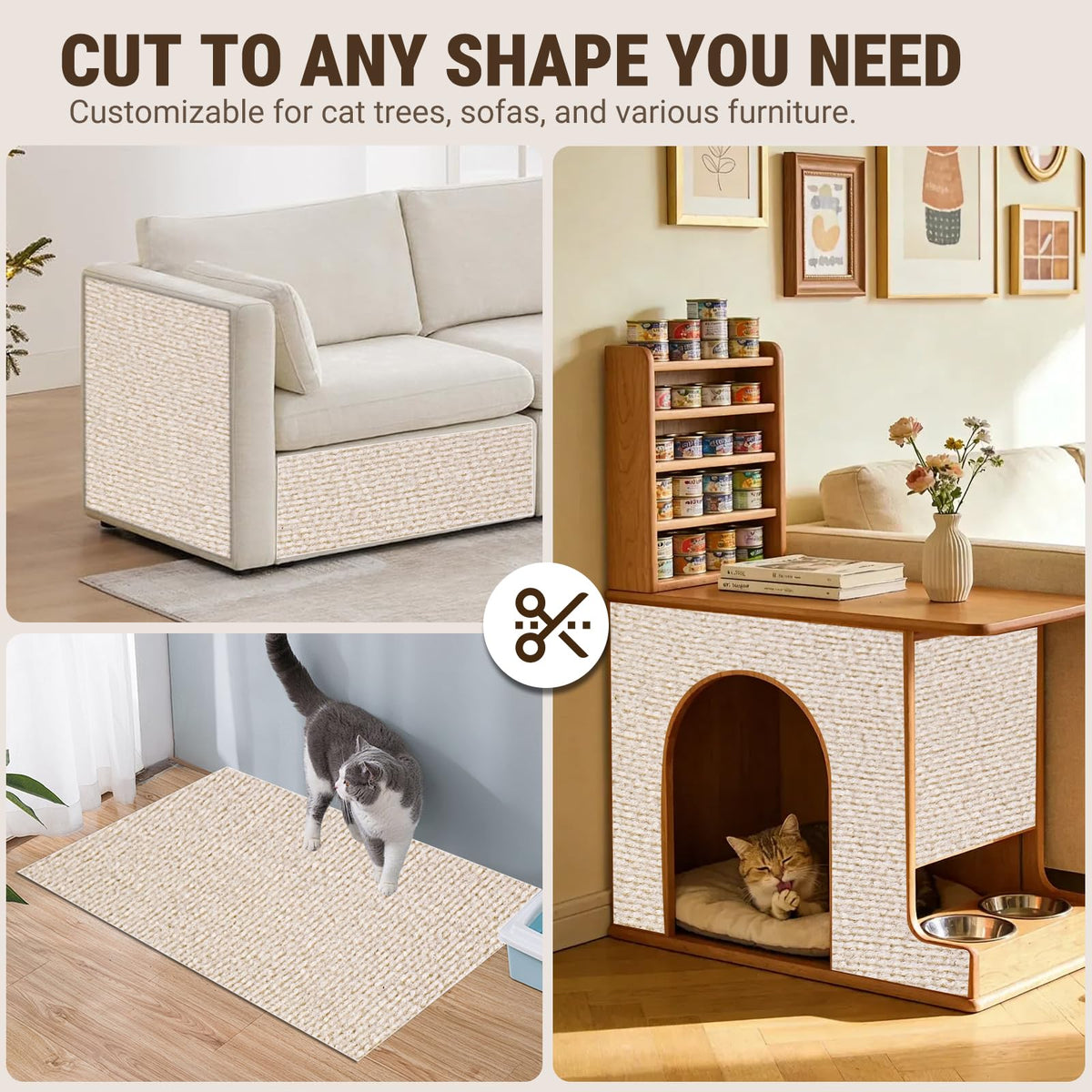 Self-adhesive trim-to-fit cat scratch mat for couch, view 3