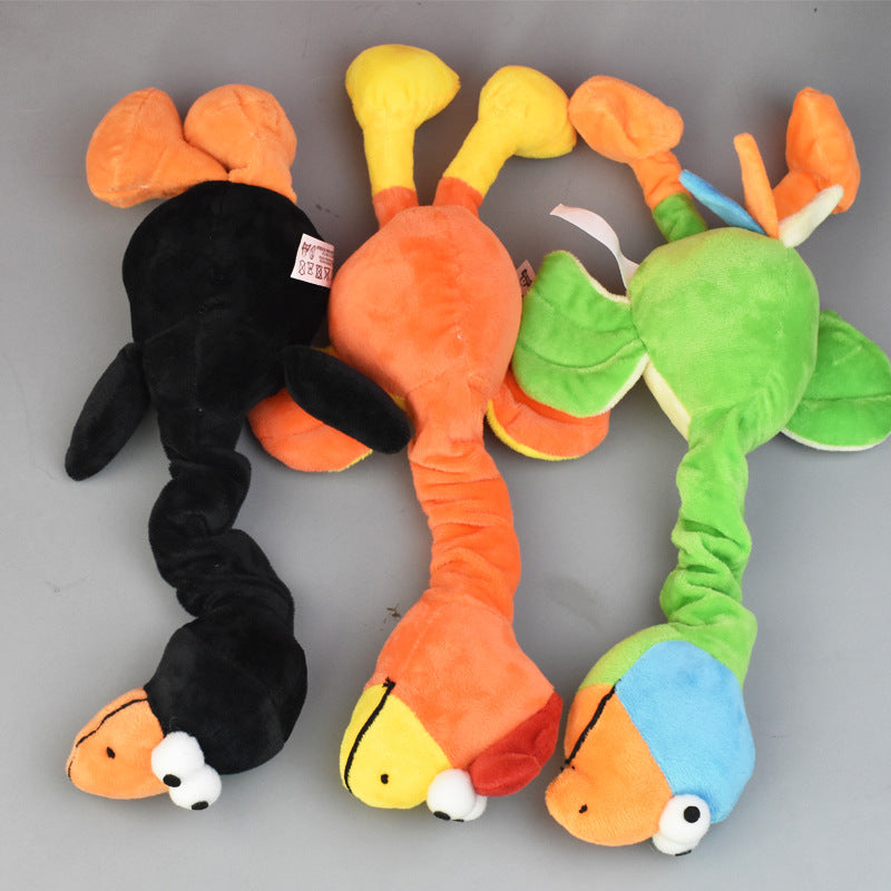 Long floppy squeaky plush chicken dog toy, view 7