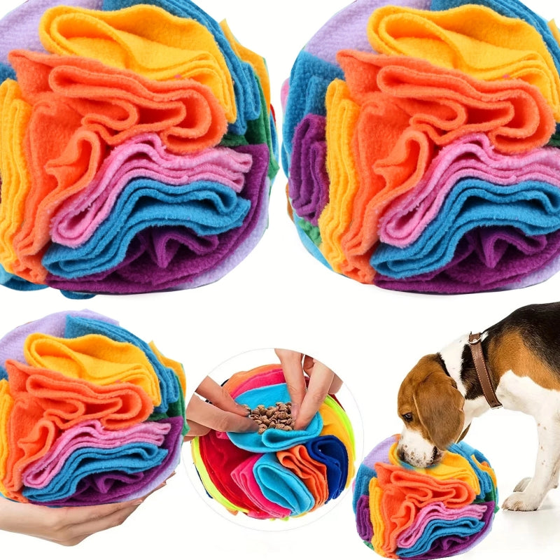Fleece snuffle ball dog toy for hiding treats, view 2