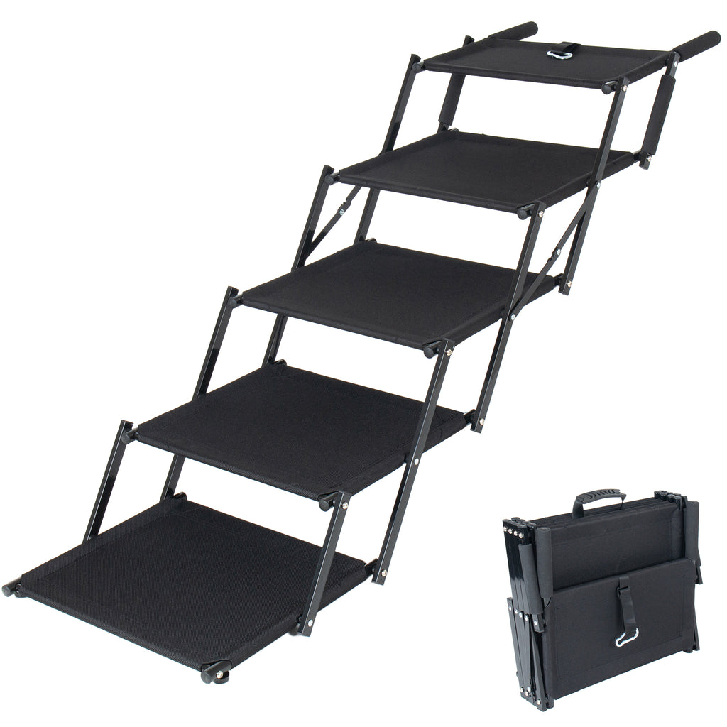 Extra wide folding five-step dog stairs for cars, view 2