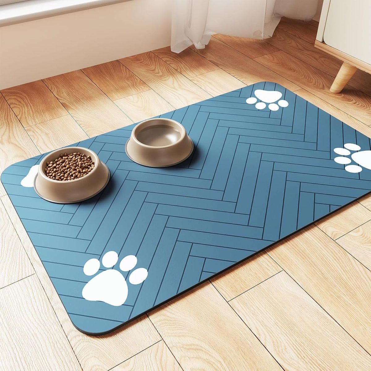 Quick-dry absorbent feeding mat for pet bowls, view 6