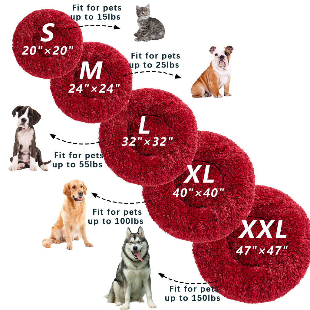 Fluffy long plush calming donut dog bed, view 5