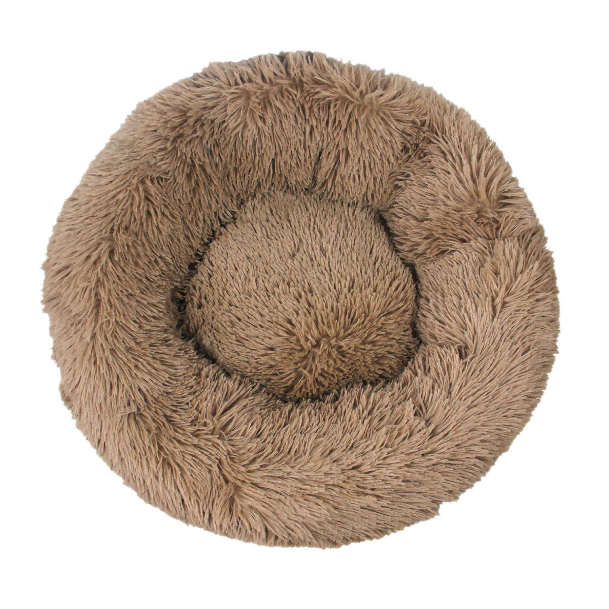 Fluffy long plush calming donut dog bed, view 12