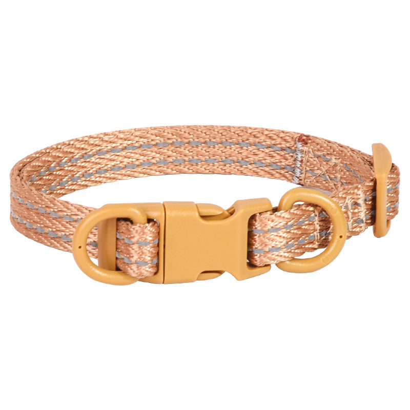 Reflective nylon dog collar with double d-ring, view 4