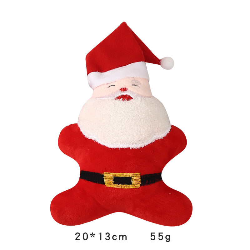 Christmas squeaky plush dog toys santa and bones, view 6