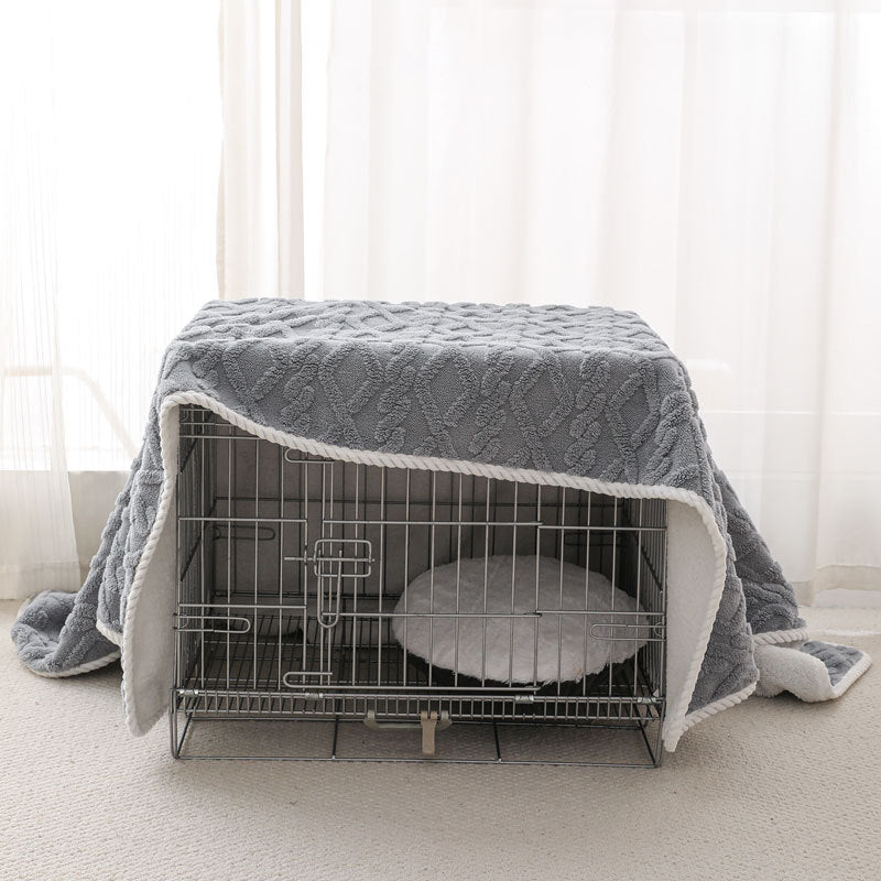 Thick plush cat blanket in neutral earth tones, view 5