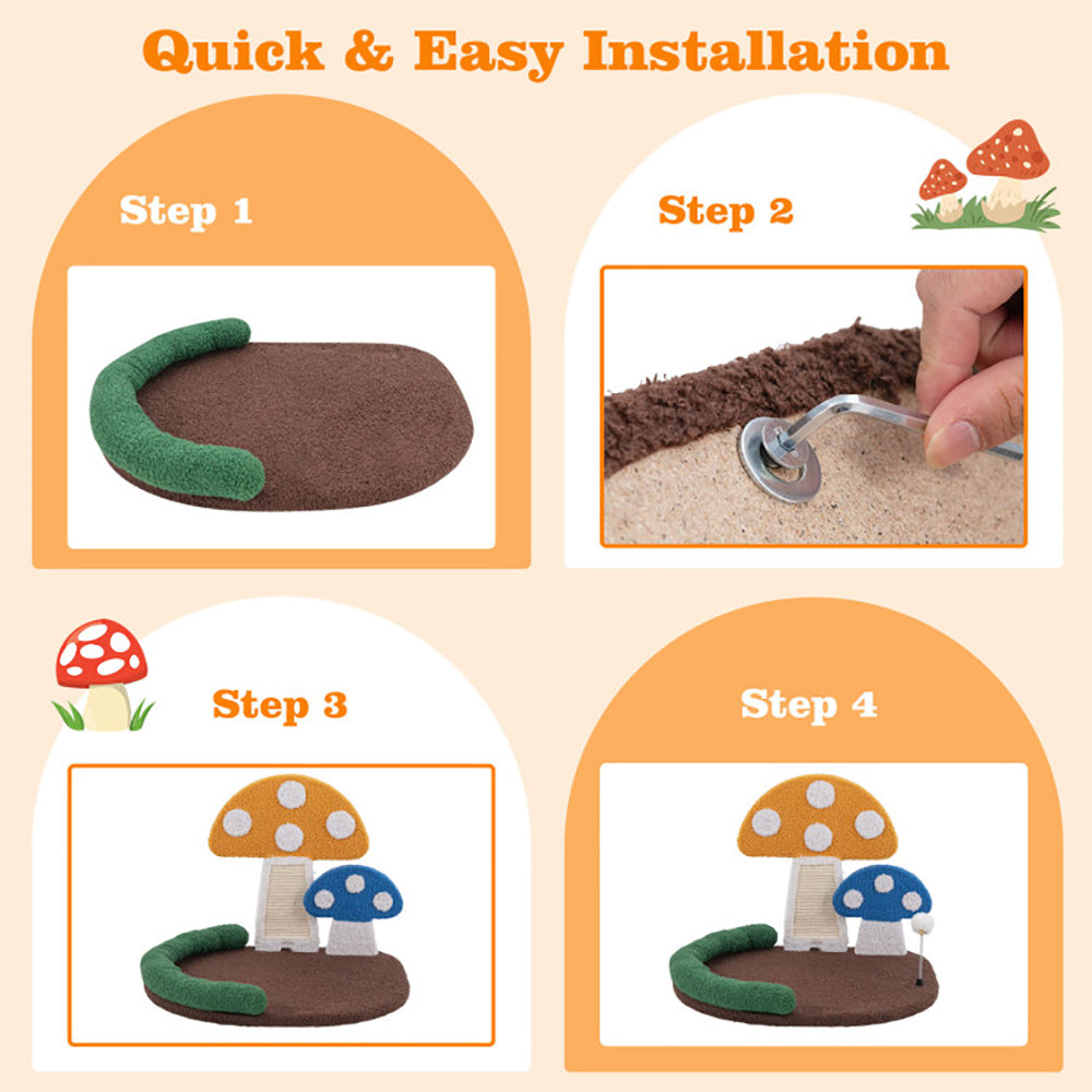 Cat lounge bed with sisal scratching panel and ball toy, view 5